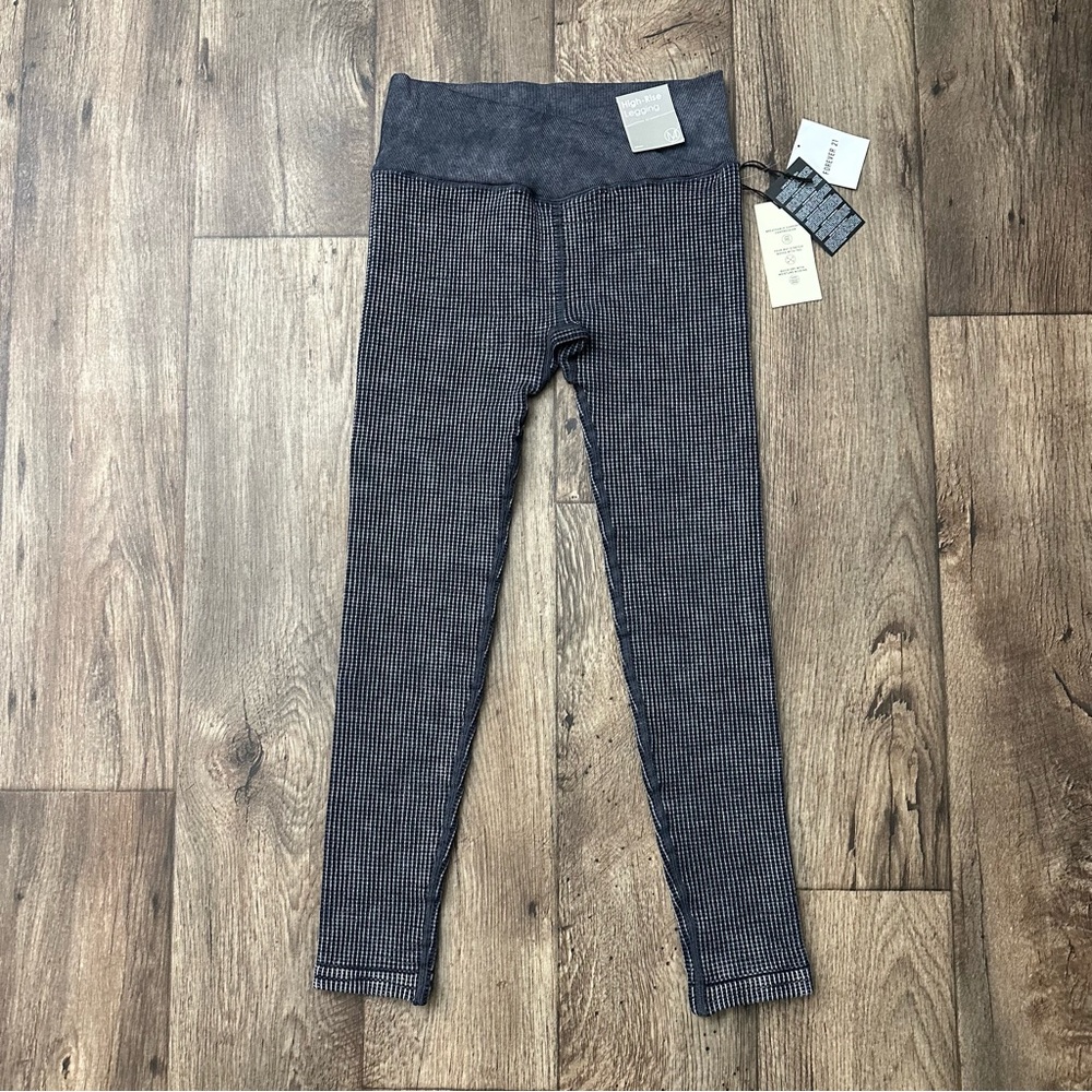 Forever 21 Ribbed High Rise Leggings Black Gray Women’s Size M